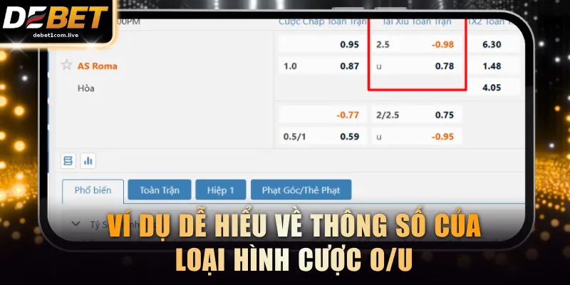 Ví dụ dễ hiểu về thông số của loại hình cược O/U